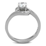 High polished (no plating) Stainless Steel Ring with AAA Grade CZ  in Clear
