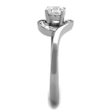 High polished (no plating) Stainless Steel Ring with AAA Grade CZ  in Clear