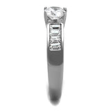 High polished (no plating) Stainless Steel Ring with AAA Grade CZ  in Clear
