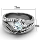 High polished (no plating) Stainless Steel Ring with AAA Grade CZ  in Clear