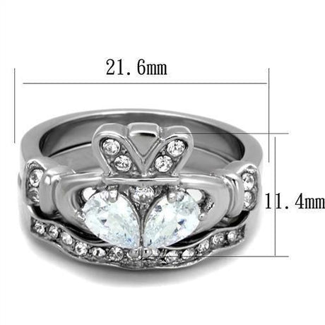 High polished (no plating) Stainless Steel Ring with AAA Grade CZ  in Clear