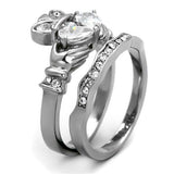High polished (no plating) Stainless Steel Ring with AAA Grade CZ  in Clear