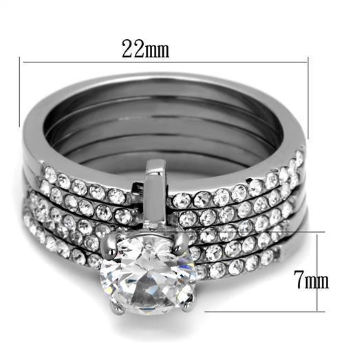 High polished (no plating) Stainless Steel Ring with AAA Grade CZ  in Clear