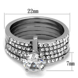 High polished (no plating) Stainless Steel Ring with AAA Grade CZ  in Clear