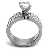 High polished (no plating) Stainless Steel Ring with AAA Grade CZ  in Clear