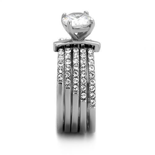 High polished (no plating) Stainless Steel Ring with AAA Grade CZ  in Clear