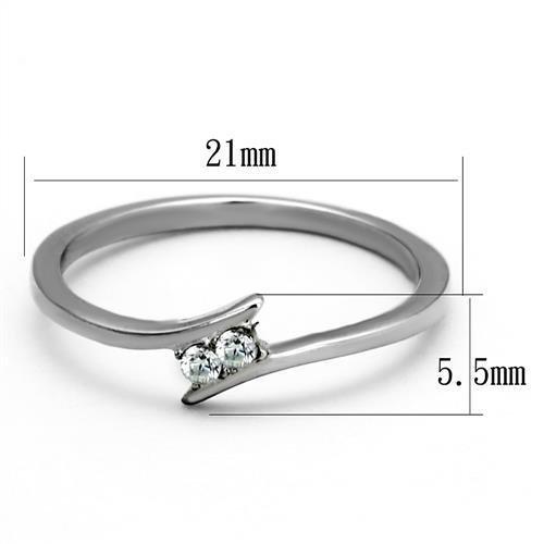High polished (no plating) Stainless Steel Ring with AAA Grade CZ  in Clear