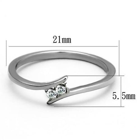 High polished (no plating) Stainless Steel Ring with AAA Grade CZ  in Clear