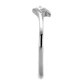 High polished (no plating) Stainless Steel Ring with AAA Grade CZ  in Clear