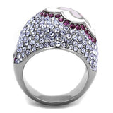 High polished (no plating) Stainless Steel Ring with Top Grade Crystal  in Multi Color