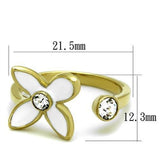 IP Gold(Ion Plating) Stainless Steel Ring with Top Grade Crystal  in Clear