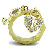 IP Gold(Ion Plating) Stainless Steel Ring with Top Grade Crystal  in Citrine Yellow