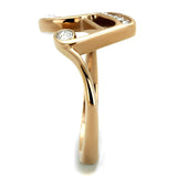 IP Rose Gold(Ion Plating) Stainless Steel Ring with Top Grade Crystal  in Clear