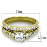 IP Gold(Ion Plating) Stainless Steel Ring with AAA Grade CZ  in Clear