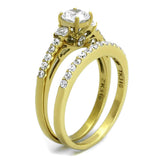 IP Gold(Ion Plating) Stainless Steel Ring with AAA Grade CZ  in Clear