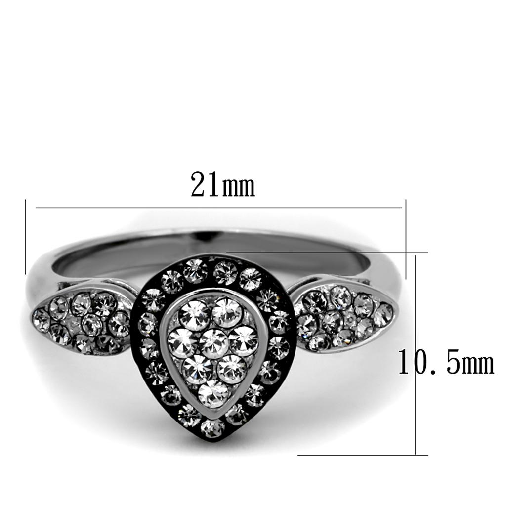 Two-Tone IP Black Stainless Steel Ring with Top Grade Crystal  in Black Diamond