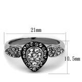Two-Tone IP Black Stainless Steel Ring with Top Grade Crystal  in Black Diamond