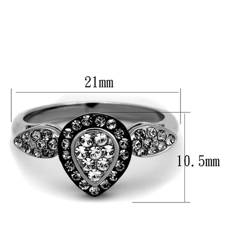 Two-Tone IP Black Stainless Steel Ring with Top Grade Crystal  in Black Diamond