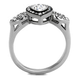 Two-Tone IP Black Stainless Steel Ring with Top Grade Crystal  in Black Diamond