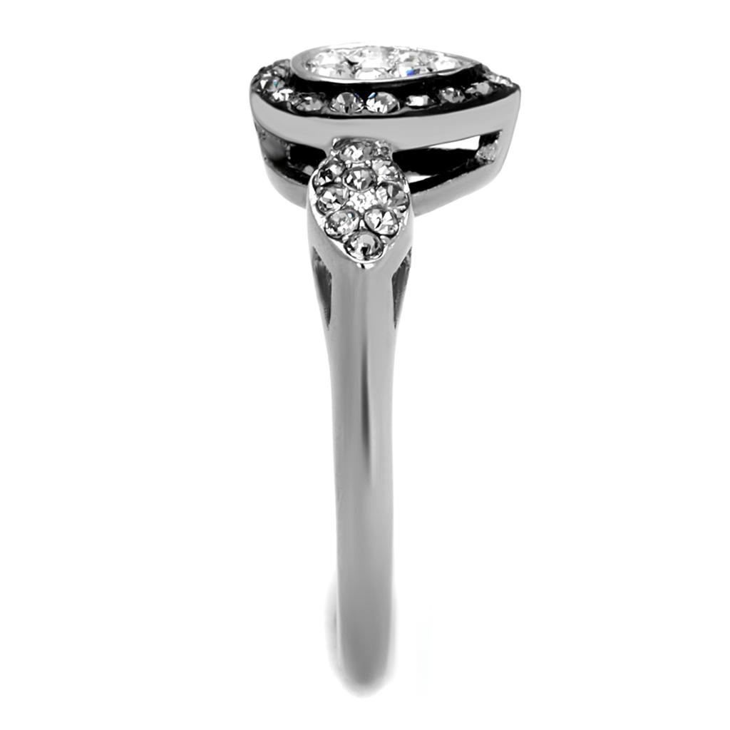 Two-Tone IP Black Stainless Steel Ring with Top Grade Crystal  in Black Diamond
