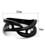 IP Black(Ion Plating) Stainless Steel Ring with Top Grade Crystal  in Clear