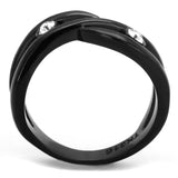 IP Black(Ion Plating) Stainless Steel Ring with Top Grade Crystal  in Clear