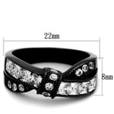 IP Black(Ion Plating) Stainless Steel Ring with AAA Grade CZ  in Clear