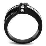 IP Black(Ion Plating) Stainless Steel Ring with AAA Grade CZ  in Clear