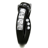 IP Black(Ion Plating) Stainless Steel Ring with AAA Grade CZ  in Clear