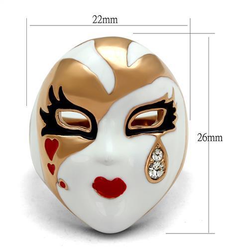 IP Rose Gold(Ion Plating) Stainless Steel Ring with Top Grade Crystal  in Clear