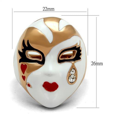 IP Rose Gold(Ion Plating) Stainless Steel Ring with Top Grade Crystal  in Clear