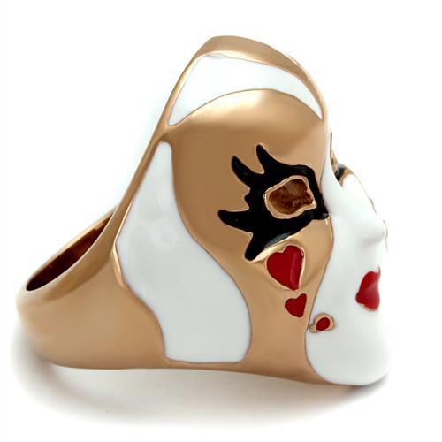 IP Rose Gold(Ion Plating) Stainless Steel Ring with Top Grade Crystal  in Clear