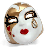 IP Rose Gold(Ion Plating) Stainless Steel Ring with Top Grade Crystal  in Clear