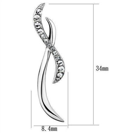 High polished (no plating) Stainless Steel Earrings with Top Grade Crystal  in Clear