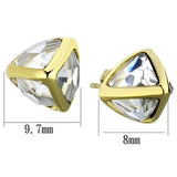 IP Gold(Ion Plating) Stainless Steel Earrings with Synthetic Synthetic Glass in Clear