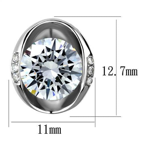 High polished (no plating) Stainless Steel Earrings with AAA Grade CZ  in Clear