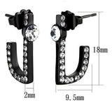 IP Black(Ion Plating) Stainless Steel Earrings with Top Grade Crystal  in Clear