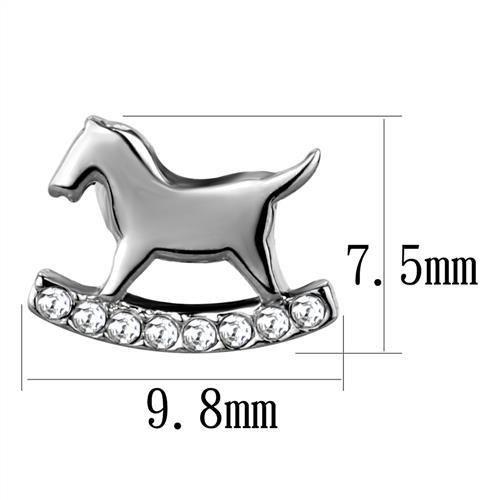 High polished (no plating) Stainless Steel Earrings with Top Grade Crystal  in Clear