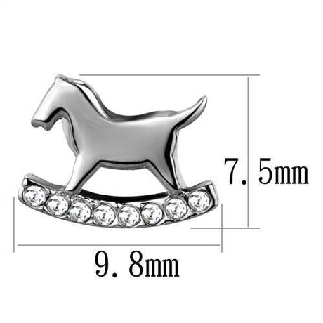High polished (no plating) Stainless Steel Earrings with Top Grade Crystal  in Clear