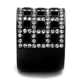 IP Black(Ion Plating) Stainless Steel Ring with Top Grade Crystal  in Black Diamond