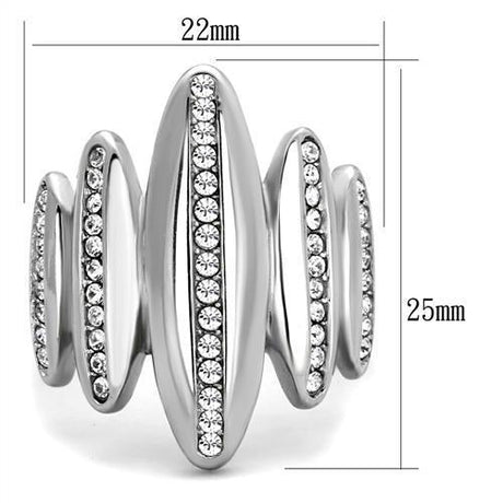 High polished (no plating) Stainless Steel Ring with Top Grade Crystal  in Clear