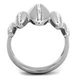 High polished (no plating) Stainless Steel Ring with Top Grade Crystal  in Clear