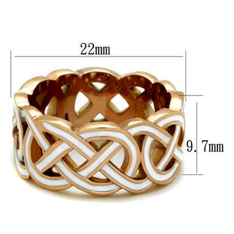 IP Rose Gold(Ion Plating) Stainless Steel Ring with Epoxy  in White