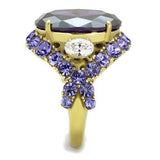 IP Gold(Ion Plating) Stainless Steel Ring with AAA Grade CZ  in Amethyst