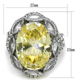 High polished (no plating) Stainless Steel Ring with AAA Grade CZ  in Citrine Yellow