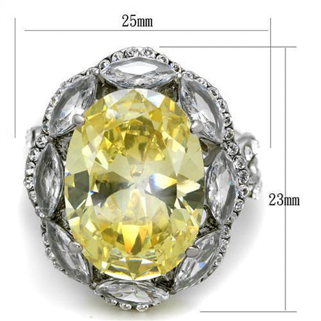 High polished (no plating) Stainless Steel Ring with AAA Grade CZ  in Citrine Yellow