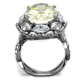 High polished (no plating) Stainless Steel Ring with AAA Grade CZ  in Citrine Yellow