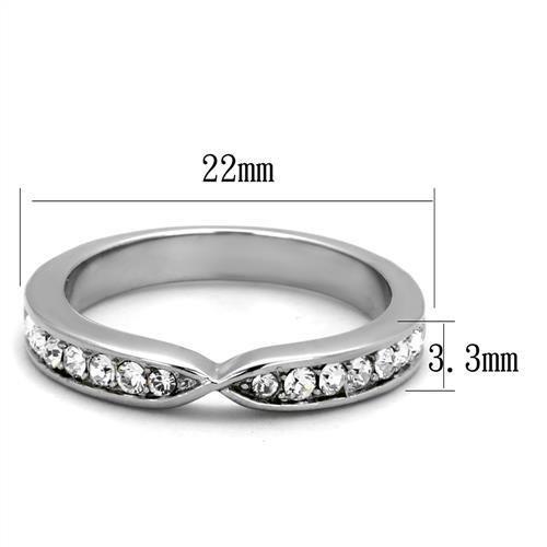 High polished (no plating) Stainless Steel Ring with Top Grade Crystal  in Clear