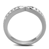 High polished (no plating) Stainless Steel Ring with Top Grade Crystal  in Clear