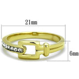 Two-Tone IP Gold (Ion Plating) Stainless Steel Ring with Top Grade Crystal  in Clear